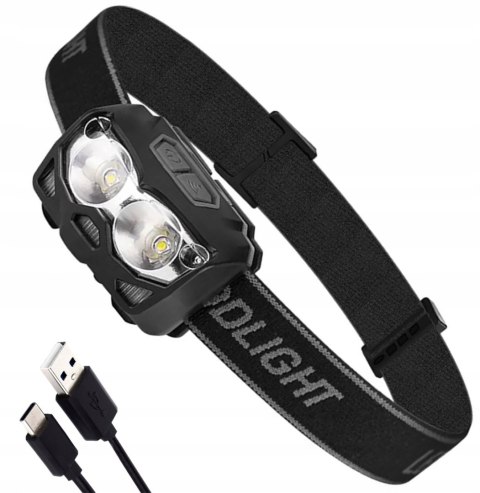 Latarka Lampka Czołowa Led Cob Czołówka Warsztatowa Usb Wodoodporna Zd111