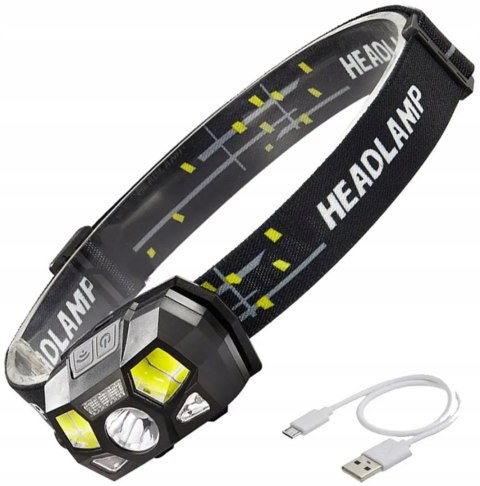 Latarka Lampka Czołowa Led Cob Czołówka Warsztatowa Usb Wodoodporna Zd112