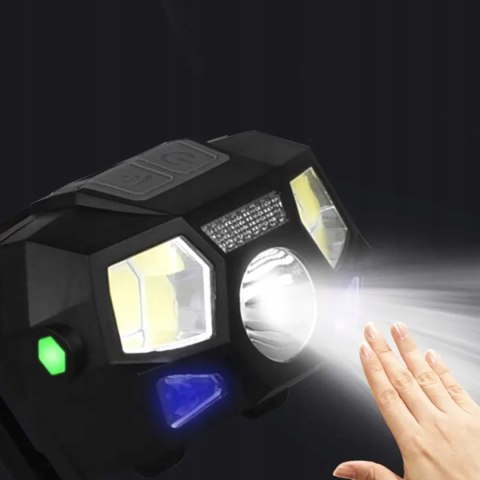 Latarka Lampka Czołowa Led Cob Czołówka Warsztatowa Usb Wodoodporna Zd112