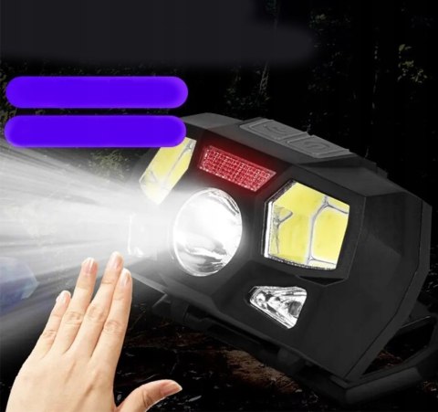 Latarka Lampka Czołowa Led Cob Czołówka Warsztatowa Usb Wodoodporna Zd112