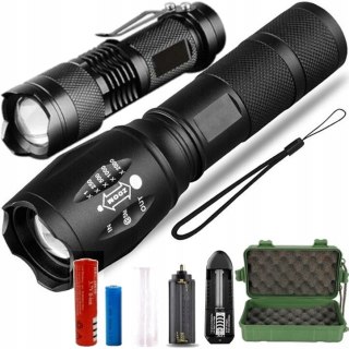 Latarka Led 2 Szt Zestaw Taktyczna Akumulatorowa Led Cree Xm-L T6 I Q5 Zoom