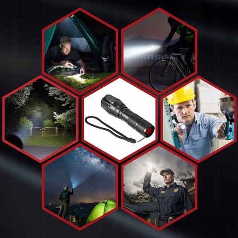 Latarka Led 2 Szt Zestaw Taktyczna Akumulatorowa Led Cree Xm-L T6 I Q5 Zoom