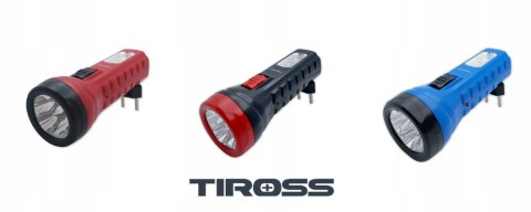 Latarka Led Tiross Ts-2227 Z Wtyczką, Akumulatorowa, Czerwona, 14Cm