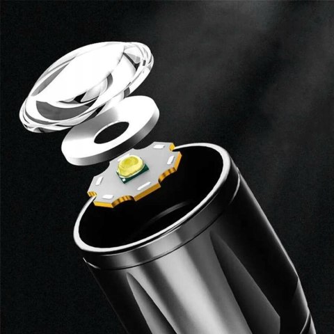 Latarka Taktyczna Led Zoom Klips Boczny Reflektor Cob Akumulatorowa Usb