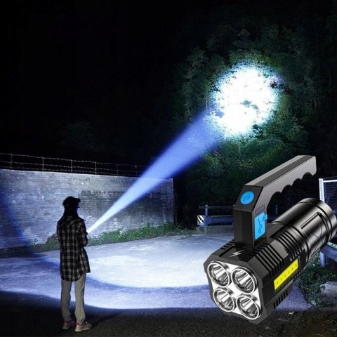 Latarka Taktyczna Multifunkcyjna Led Z Rączką Duży Zasięg Światła 2000Lm