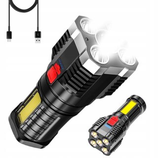 Latarka Taktyczna Zewnętrzna Led Mocna Wojskowa Szperacz Akumulator Usb
