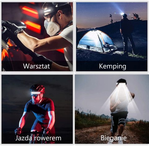 Mocna Latarka Czołowa Lampka Czołówka Na Głowę Lampa Led Cob Akumulatorowa