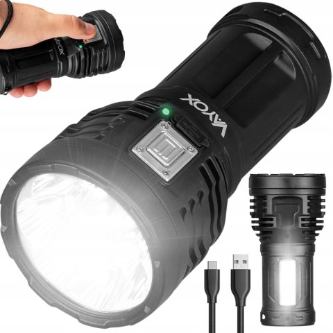 Mocna Latarka Led Szperacz Akumulatorowa Światło Boczne Usb-C 600Lm Vayox