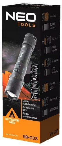 Neo Latarka Klasyczna Akumulatorowa Usb Osram P9 Led 1000Lm 4 Funkce 99-035