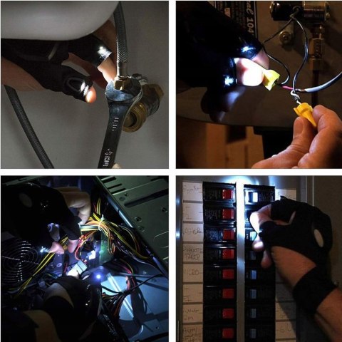 Zestaw 2 Sztuki Latarka Rękawiczka Ze Światłem Led Survival 2 Lampki