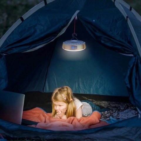 Duża Lampa Turystyczna 2400 Mah Latarka Kempingowa Led Powerbank Solarna