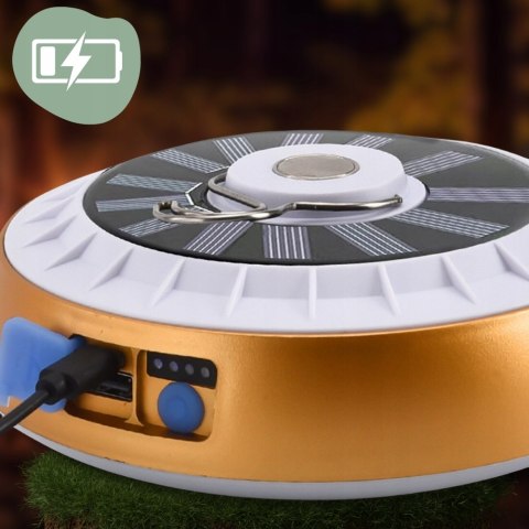 Duża Lampa Turystyczna 2400 Mah Latarka Kempingowa Led Powerbank Solarna