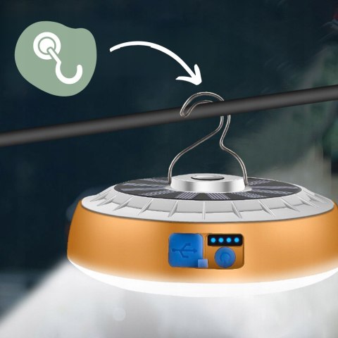 Duża Lampa Turystyczna 2400 Mah Latarka Kempingowa Led Powerbank Solarna