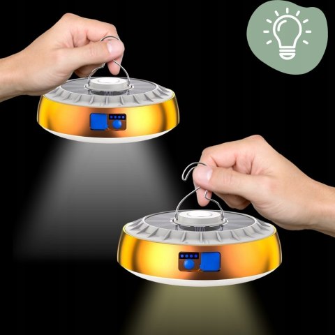 Duża Lampa Turystyczna 2400 Mah Latarka Kempingowa Led Powerbank Solarna
