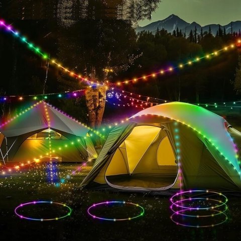Lampa Kempingowa Biwakowa Akumulatorowa Led Girlanda Na Rolce 10M Rgb Ipx4