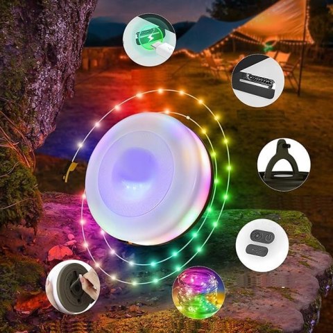 Lampa Kempingowa Biwakowa Akumulatorowa Led Girlanda Na Rolce 10M Rgb Ipx4