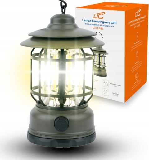 Lampa Kempingowa Turystyczna Latarnia Akumulator Hak Mocna Szara