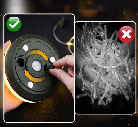 Lampa Lampka Kempingowa Sznur Led 10M Namiot Kamper Biwak Akumulatorowa