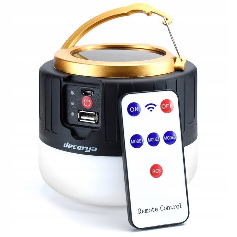 Lampa Latarka Kempingowa Led Solarna Usb Baterie Mocna Czarna