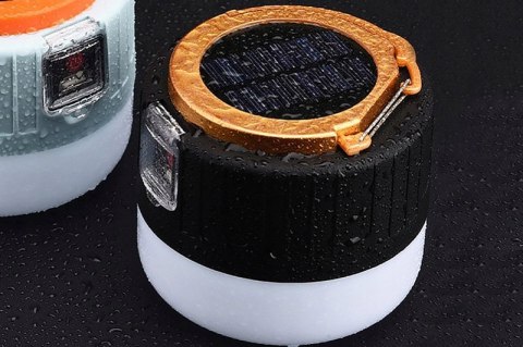 Lampa Latarka Kempingowa Led Solarna Usb Baterie Mocna Czarna