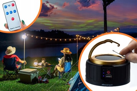 Lampa Latarka Kempingowa Led Solarna Usb Baterie Mocna Czarna