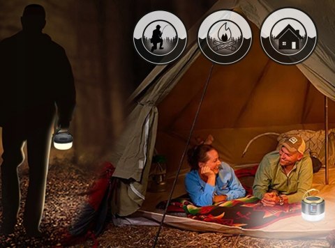 Lampa Latarka Kempingowa Led Solarna Usb Baterie Mocna Czarna