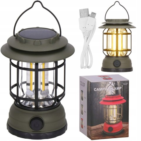 Lampa Podręczna Latarka Led Kempingowa Turystyczna Biwakowa Hak Solarna