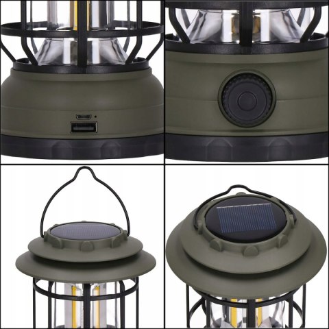 Lampa Podręczna Latarka Led Kempingowa Turystyczna Biwakowa Hak Solarna
