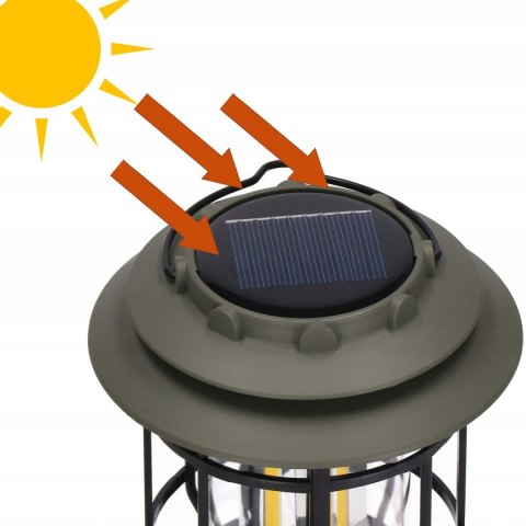 Lampa Podręczna Latarka Led Kempingowa Turystyczna Biwakowa Hak Solarna