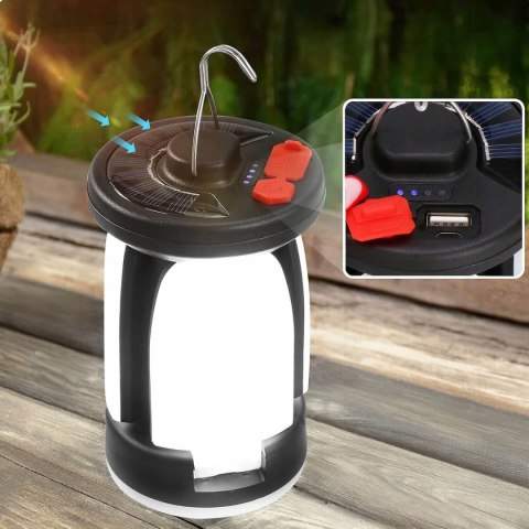 Lampa Podręczna Latarka Led Kempingowa Turystyczna Biwakowa Hak Solarna