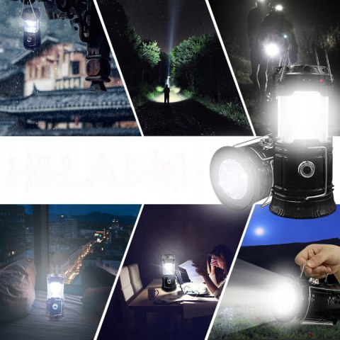 Lampa Solarna Led Latarka Turystyczna Biwakowa Akumulatorowa Usb Powerbank