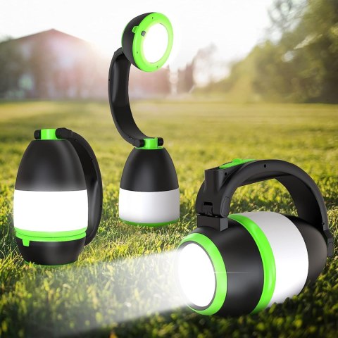 Lampa Turystyczna Led Latarka Kempingowa Powerbank Mocna Czarna