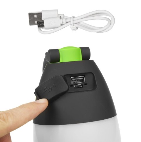 Lampa Turystyczna Led Latarka Kempingowa Powerbank Mocna Czarna