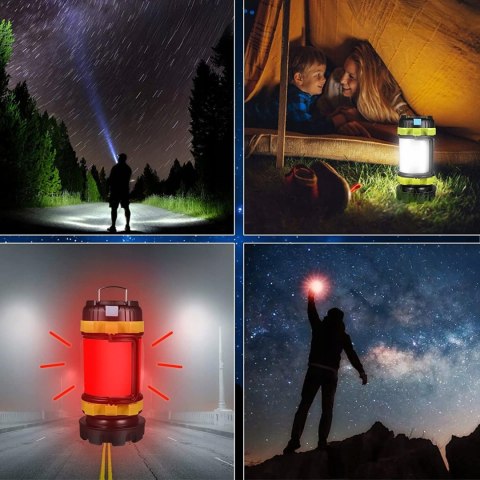 Lampa Turystyczna Led Latarka Kempingowa Powerbank Mocna Żółta