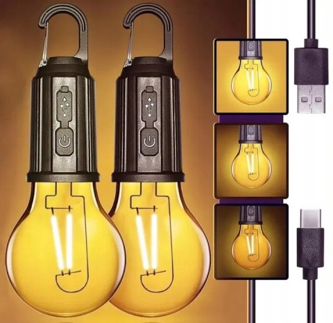 Lampa Turystyczna Żarówka Kempingowa Led Ściemniana + Kabel Na Wycieczkę