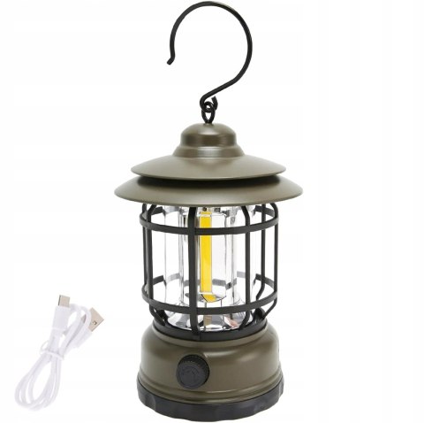 Lampka Turystyczna Latarka Kempingowa Led Cob Usb Aku Latarnia Uchwyt Zd133