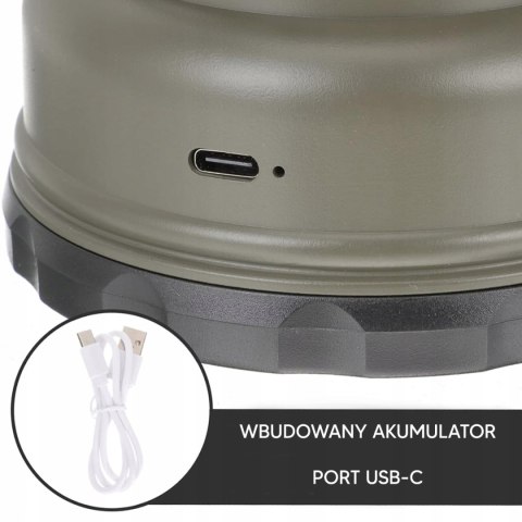 Lampka Turystyczna Latarka Kempingowa Led Cob Usb Aku Latarnia Uchwyt Zd133