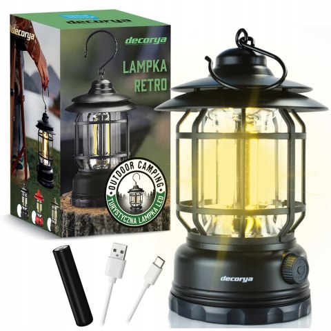 Lampka Turystyczna Led Decorya Z Akumulatorem I Uchwytami Czarne