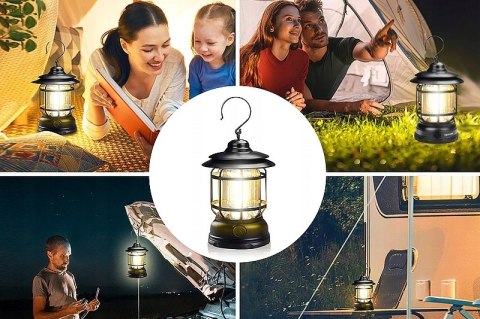 Lampka Turystyczna Led Decorya Z Akumulatorem I Uchwytami Czarne