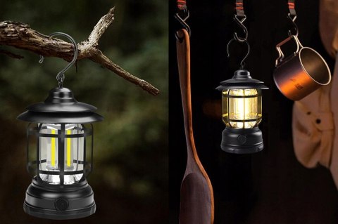 Lampka Turystyczna Led Decorya Z Akumulatorem I Uchwytami Czarne