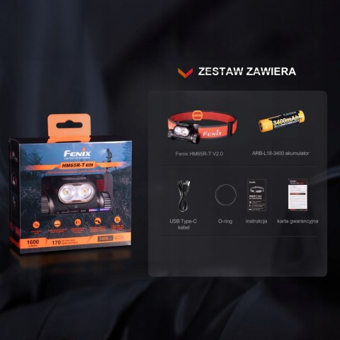Latarka Czołowa Czołówka Led Fenix Hm65r-T V2.0 1600 Lm Usb-C