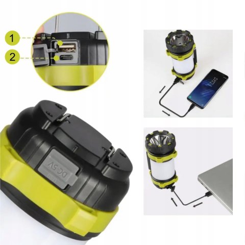 Latarka Szperacz Akumulatorowa Powerbank Światło Lampa Kempingowa Reflektor