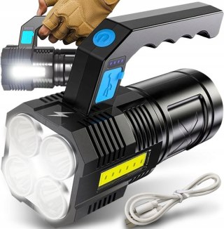 Mocna Akumulatorowa Latarka Wojskowa Taktyczna Reflektor Szperacz Led Usb
