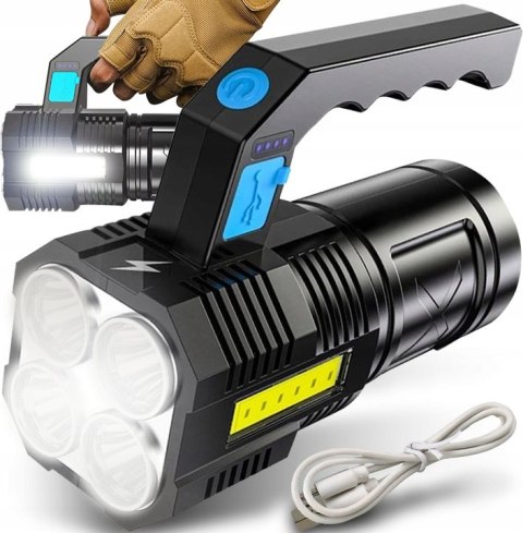 Mocna Akumulatorowa Latarka Wojskowa Taktyczna Reflektor Szperacz Led Usb