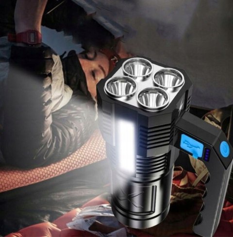Mocna Akumulatorowa Latarka Wojskowa Taktyczna Reflektor Szperacz Led Usb