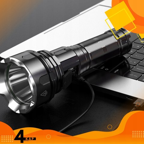 Mocna Latarka Taktyczna Led Xhp90 Zoom Survivalowa Akumulatorowa Usb Wojsko