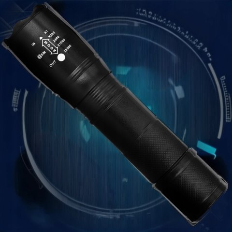 Mocna Latarka Wojskowa Taktyczna Akumulatorowa Led 1000Lm Zoom + Etui