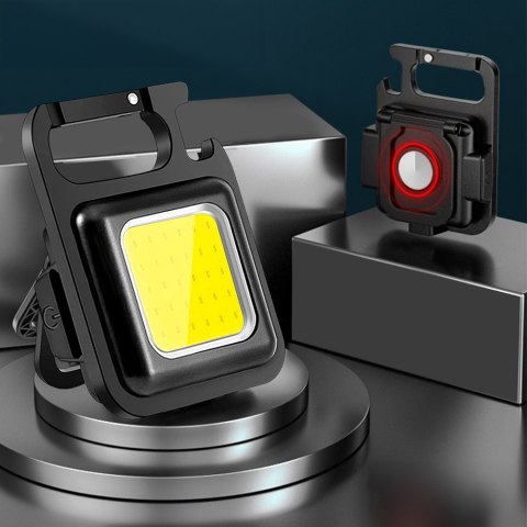 Mocna Mini Latarka Lampka Led Kieszonkowa + Brelok Mocna Czarna