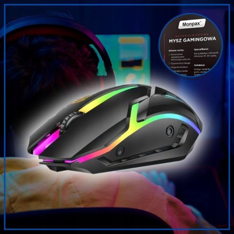 Myszka Gamingowa Mysz Dla Graczy Bezprzewodowa Komputerowa Led Rgb 3600 Dpi