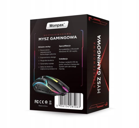 Myszka Gamingowa Mysz Dla Graczy Bezprzewodowa Komputerowa Led Rgb 3600 Dpi